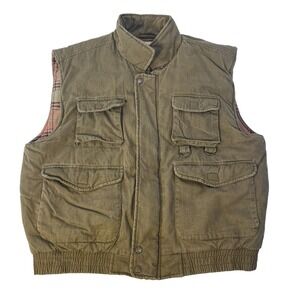 VTG GreatLand Utility Hunting  Vest Men's Sz L Flannel Lined Heavy Pockets